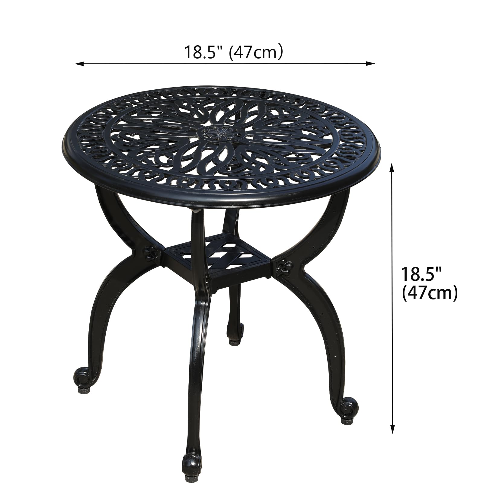 GXOUTAL outdoor table in bronze-black finish, rust-resistant charm for year-round use.