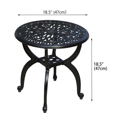 GXOUTAL outdoor table in bronze-black finish, rust-resistant charm for year-round use.