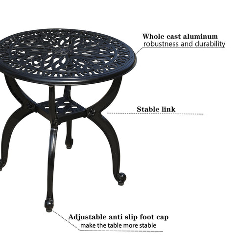 GXOUTAL side table with adjustable feet for stability on uneven surfaces.