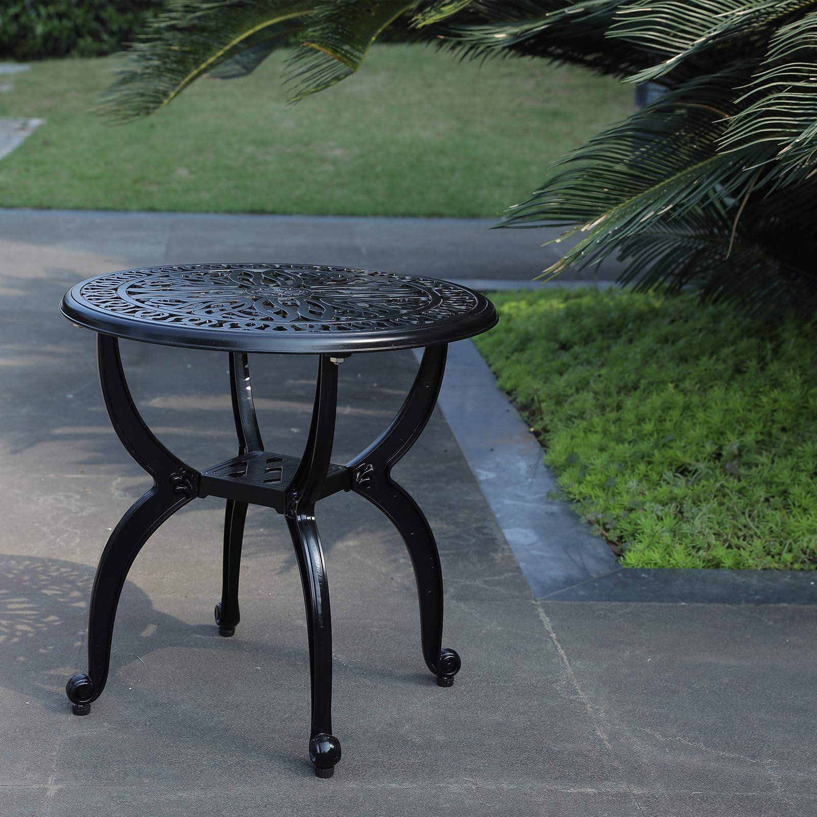 GXOUTAL side table with lattice shelf design for extra storage and stability.