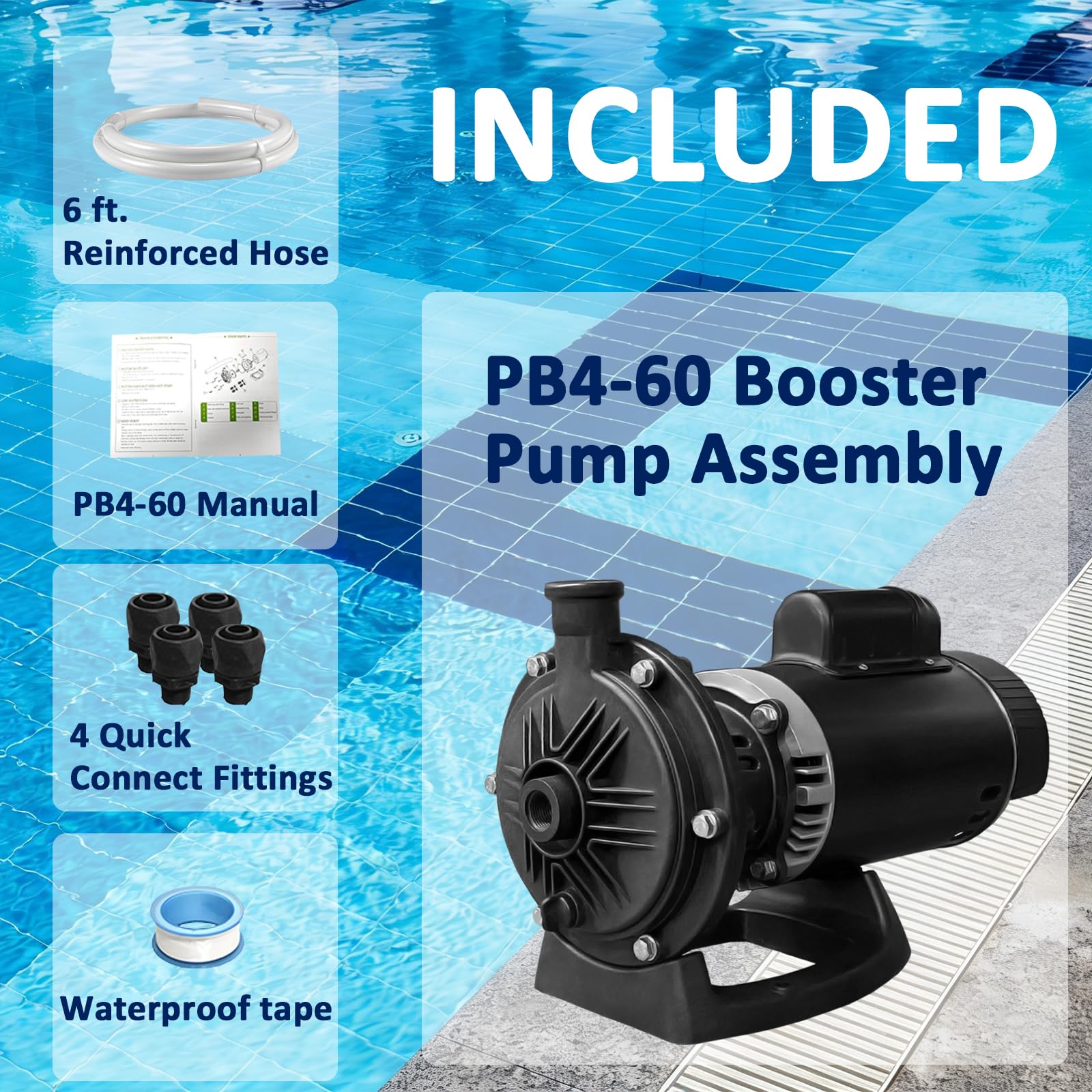 GXW PB4-60 booster pump with leak-proof seals for worry-free pool use