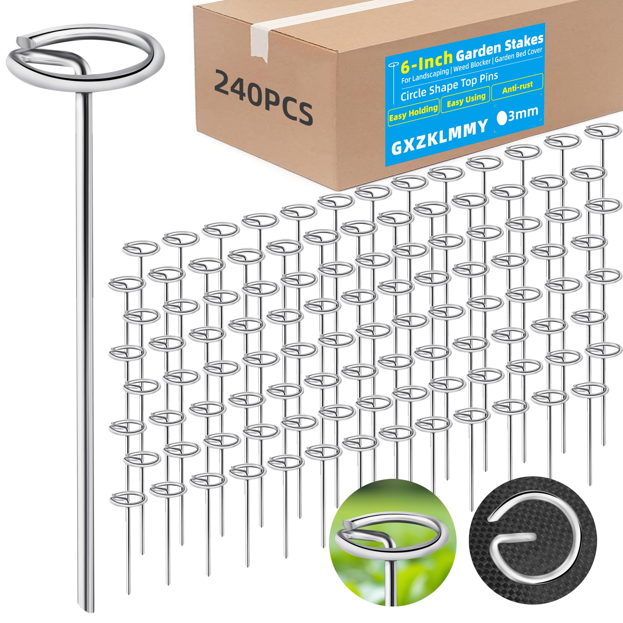 GXZKLMMY thick 11ga circle-top landscape stake with easy grip for quick installation