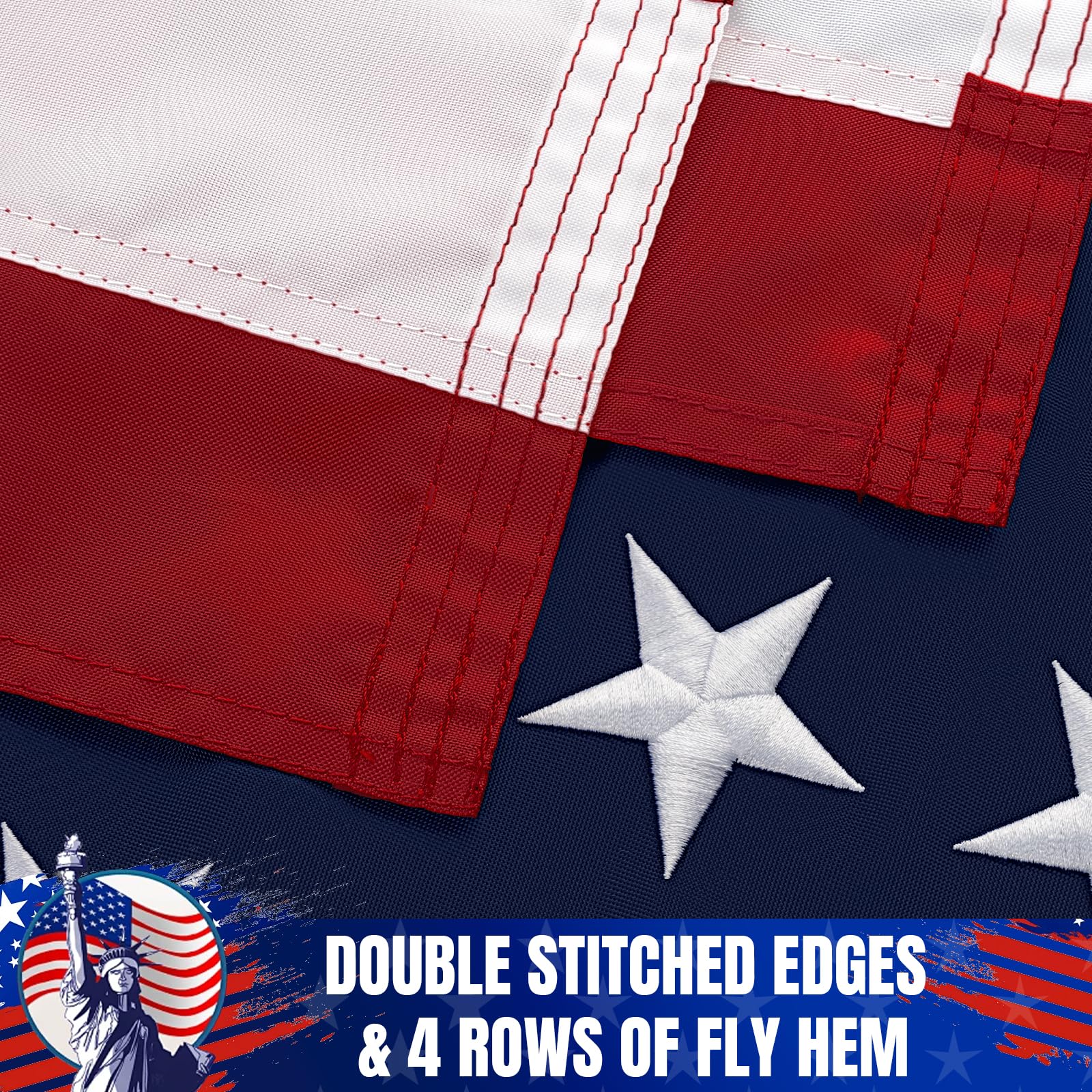 GYaozii flag embroidered stars ensure clear symbols in bright sunlight.