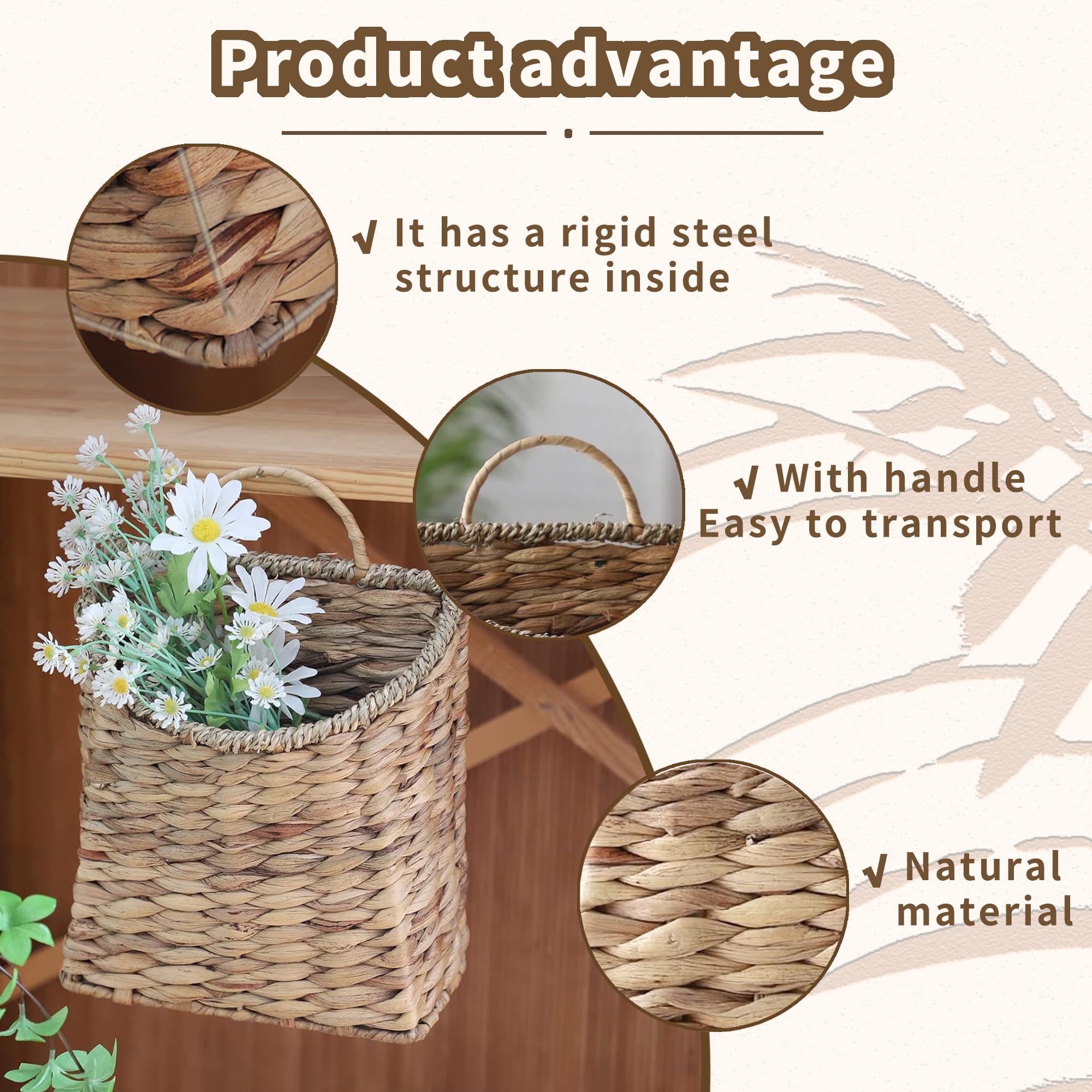 GYASVWU water hyacinth wall basket hanging demonstrates versatile home organization.