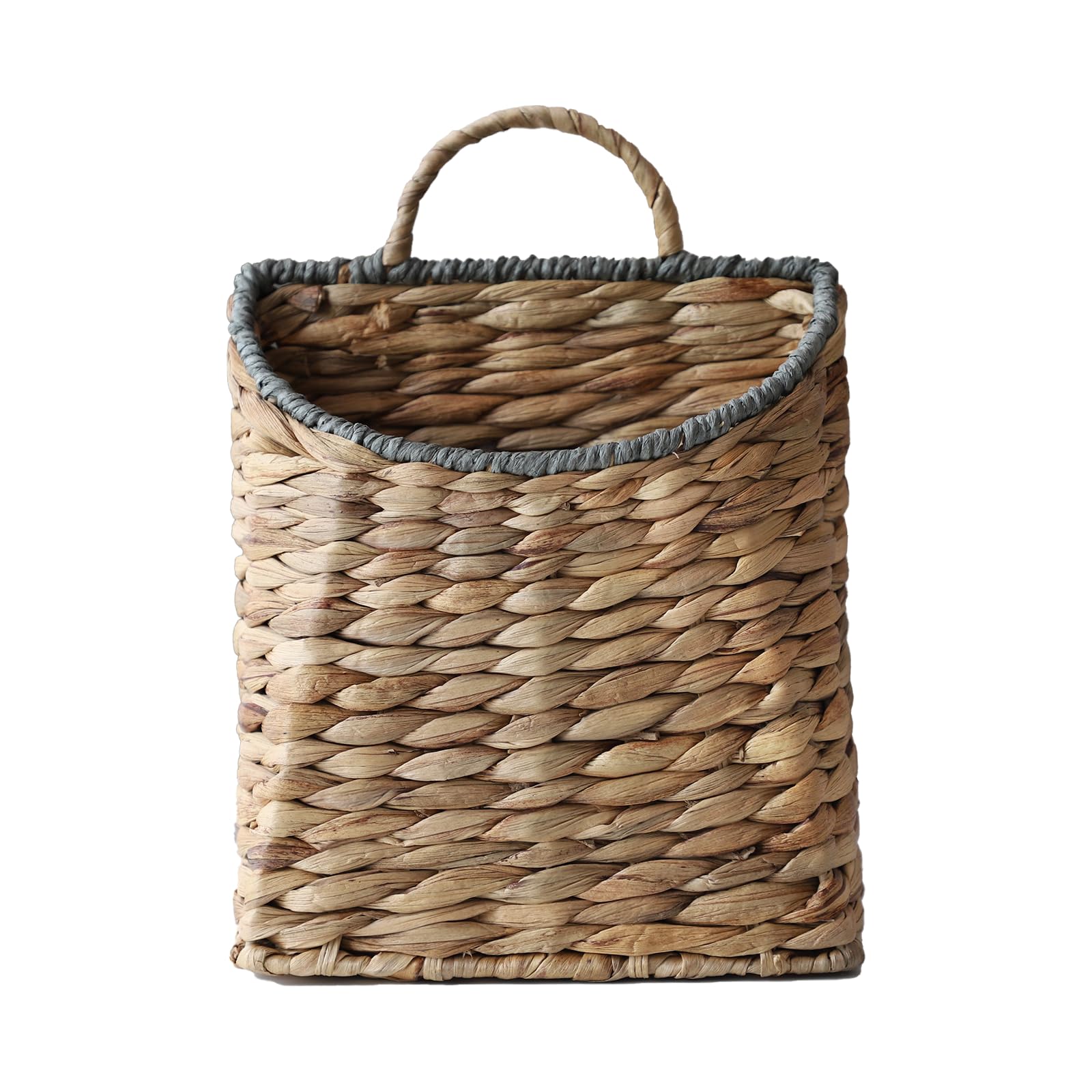 GYASVWU woven hanging basket with water hyacinth on wall for rustic decor.
