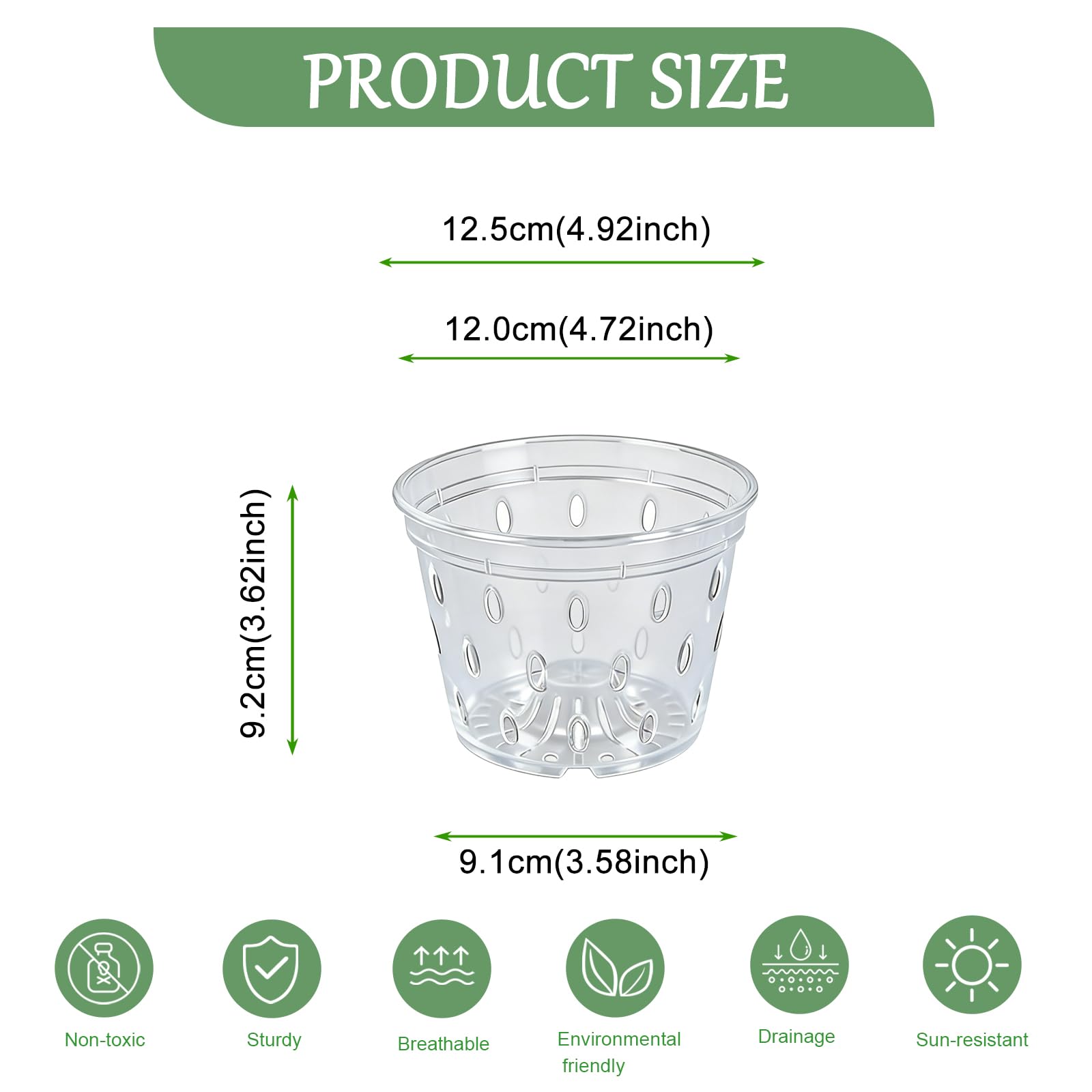 Gyfofix orchid pot side ventilation demonstrates distributed holes for drainage and air flow.