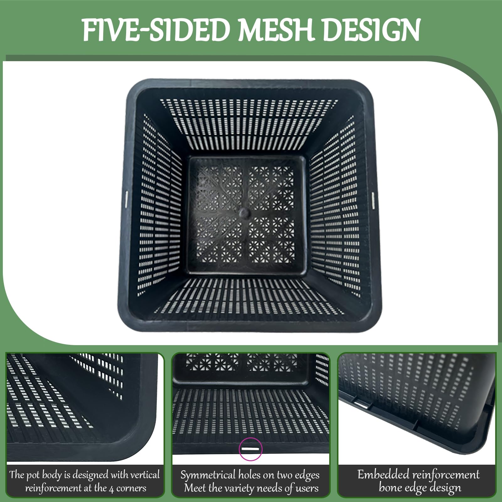 Gyfofix HG9SQBK durable black plastic mesh supports versatile aquatic planting projects.