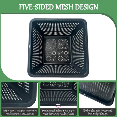 Gyfofix HG9SQBK durable black plastic mesh supports versatile aquatic planting projects.