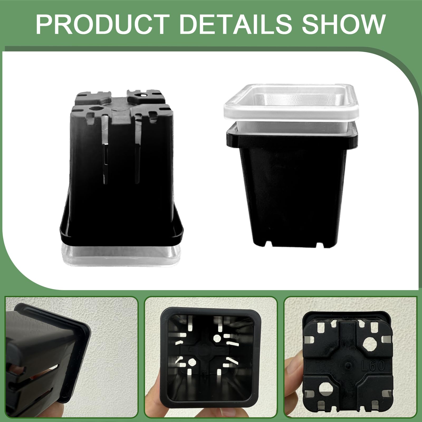 Gyfofix 2-inch square pot with drainage holes promotes proper moisture