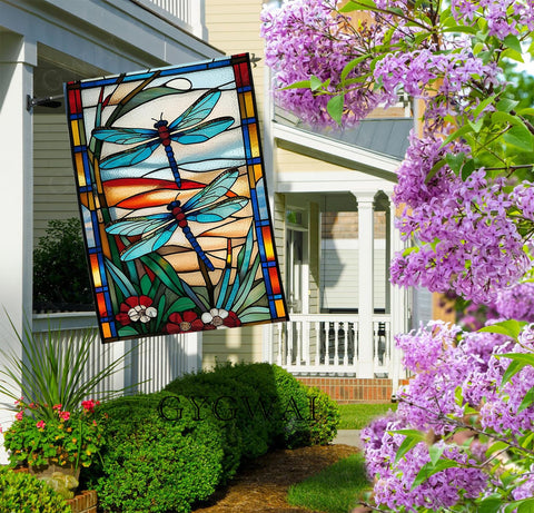 GYGWAI stained-glass dragonfly design adds artistic charm to porches.