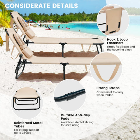GYMAX foldable beach chair with carry strap for portability.