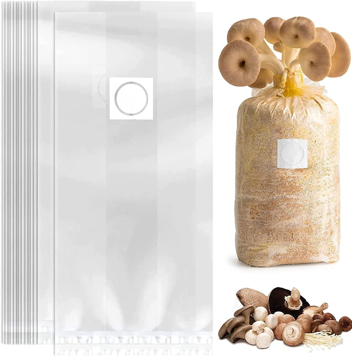 Gymgit 15-pack mushroom grow bags provide sealable, durable cultivation setup