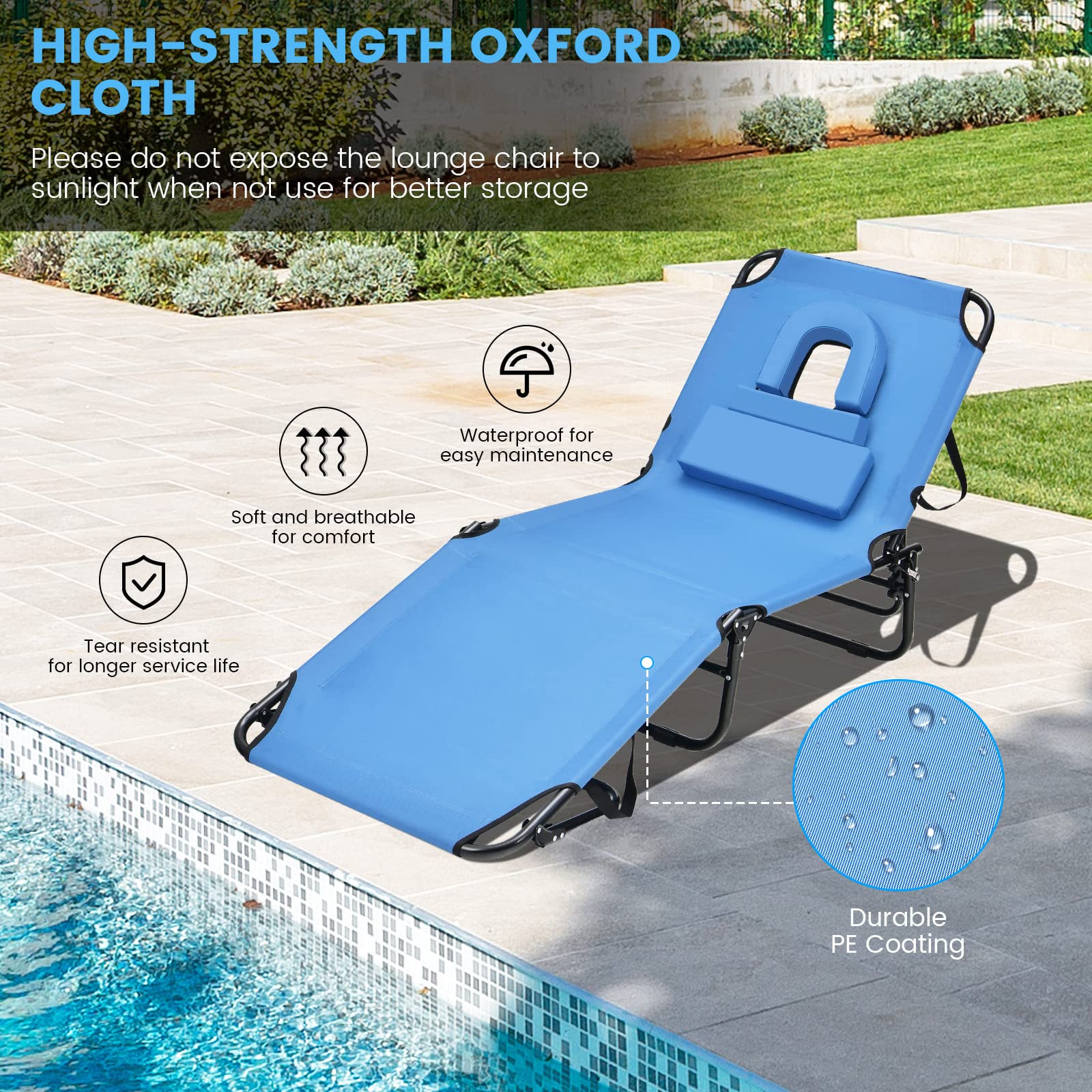 Supports up to 330 lbs for sturdy outdoor lounging.