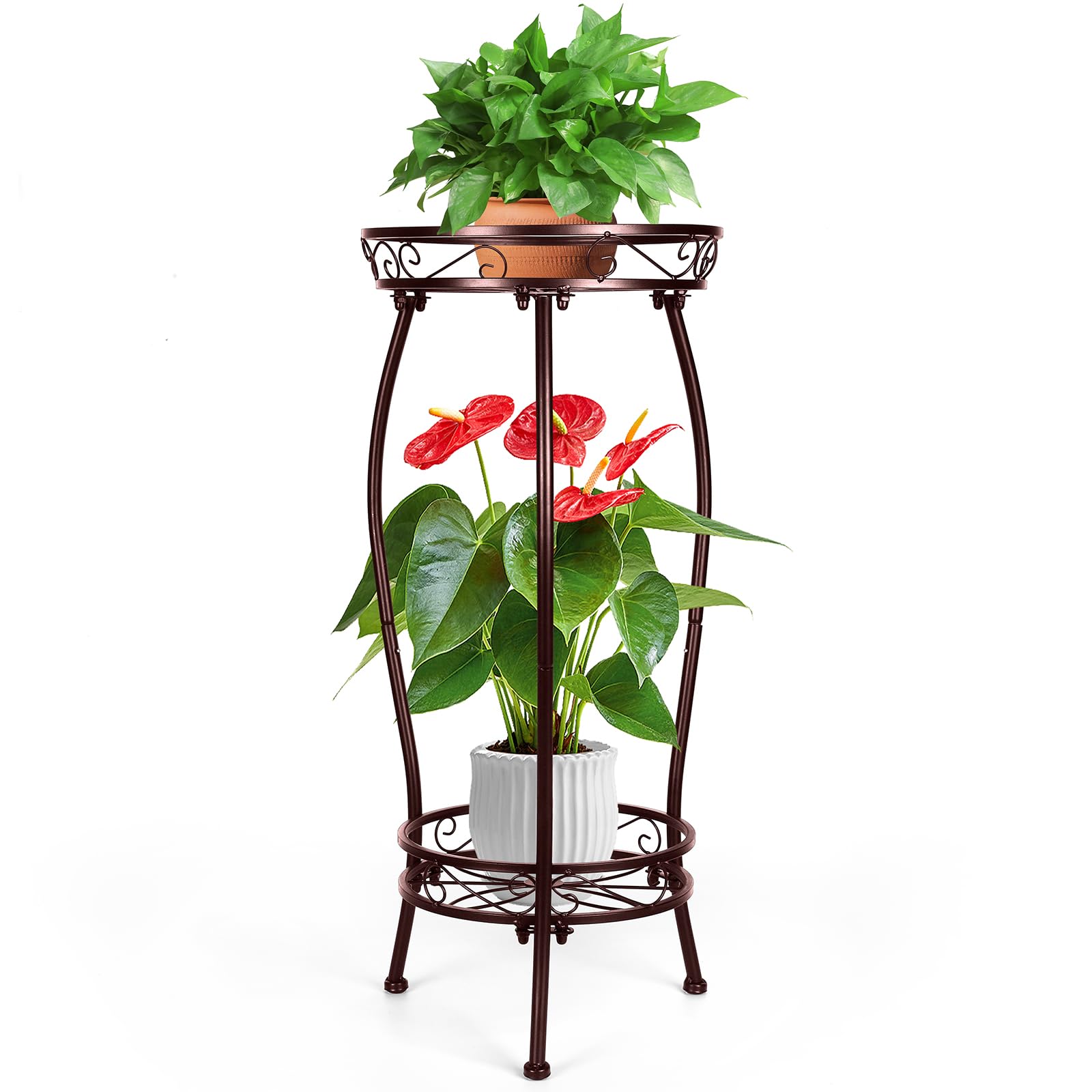 Gynyinly 2-tier rustproof iron plant stand outdoor display for patio and garden