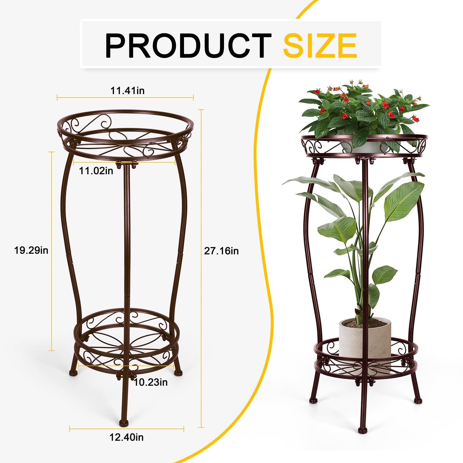 Gynyinly bronze-finish plant stand showcases plants with elegant, durable design