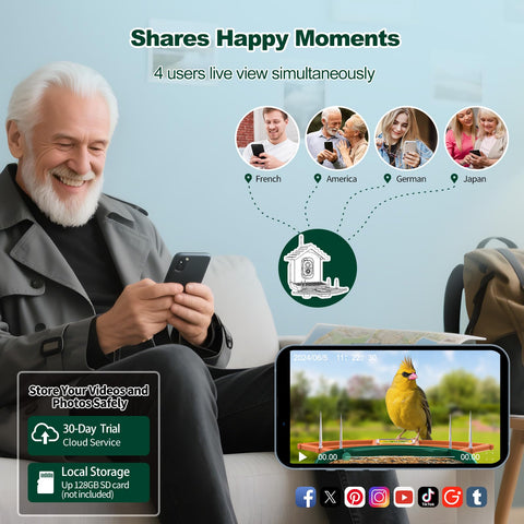 Gyozol AI identification feature helps identify visiting birds during watching.