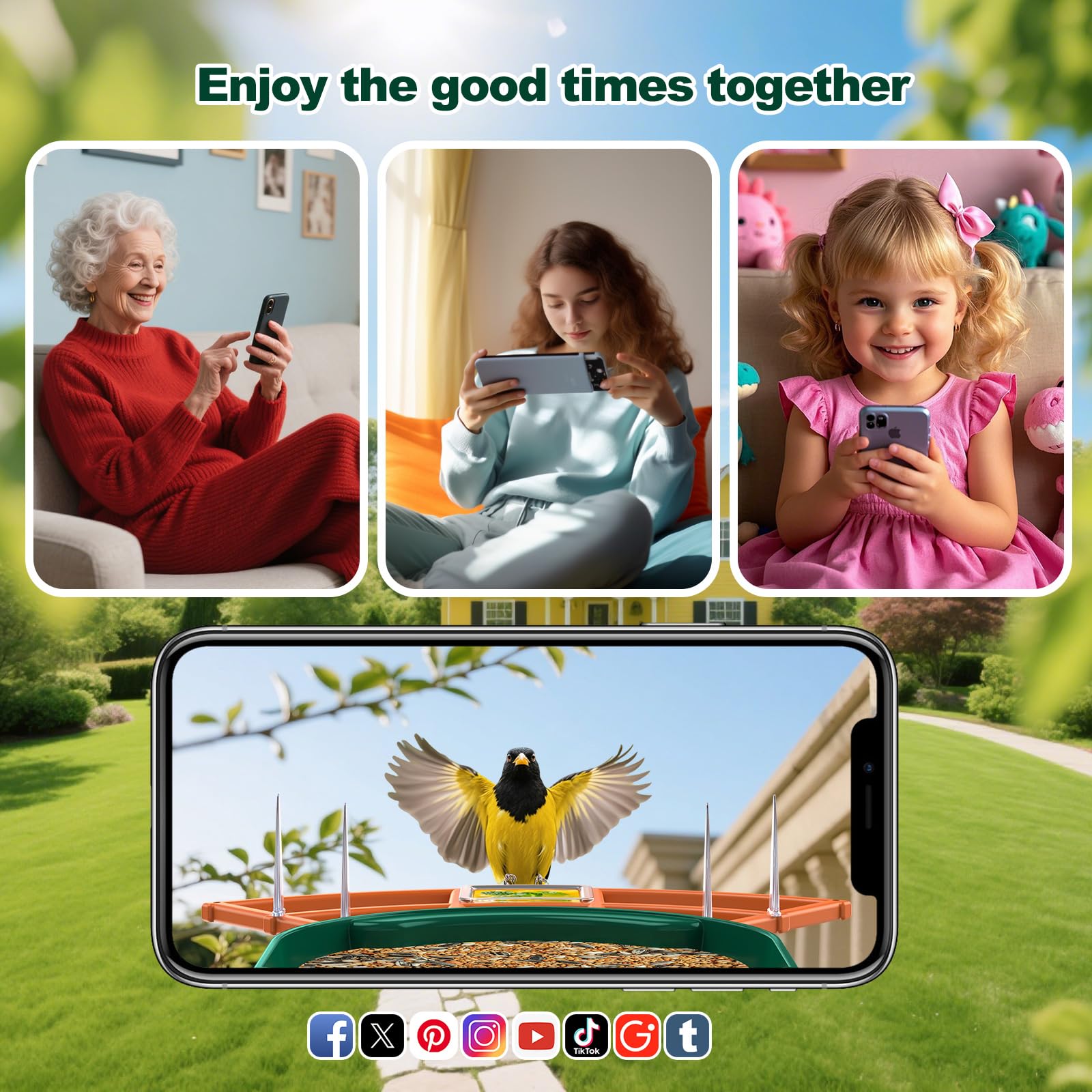 Gyozol waterproof bird feeder camera designed for all-weather outdoor use.