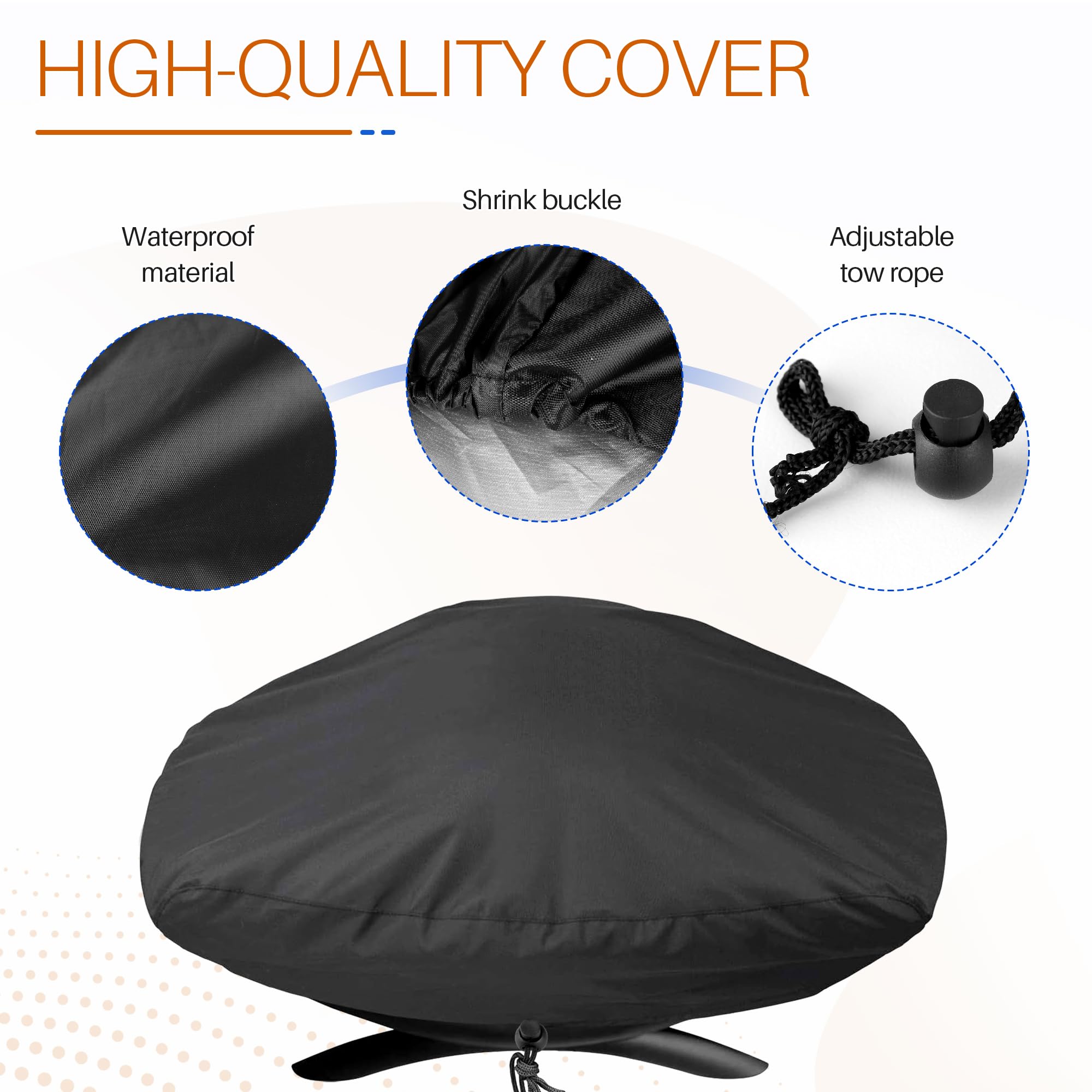 GYPNS Weber Q1200 grill cover drawstring bottom; quick secure storage