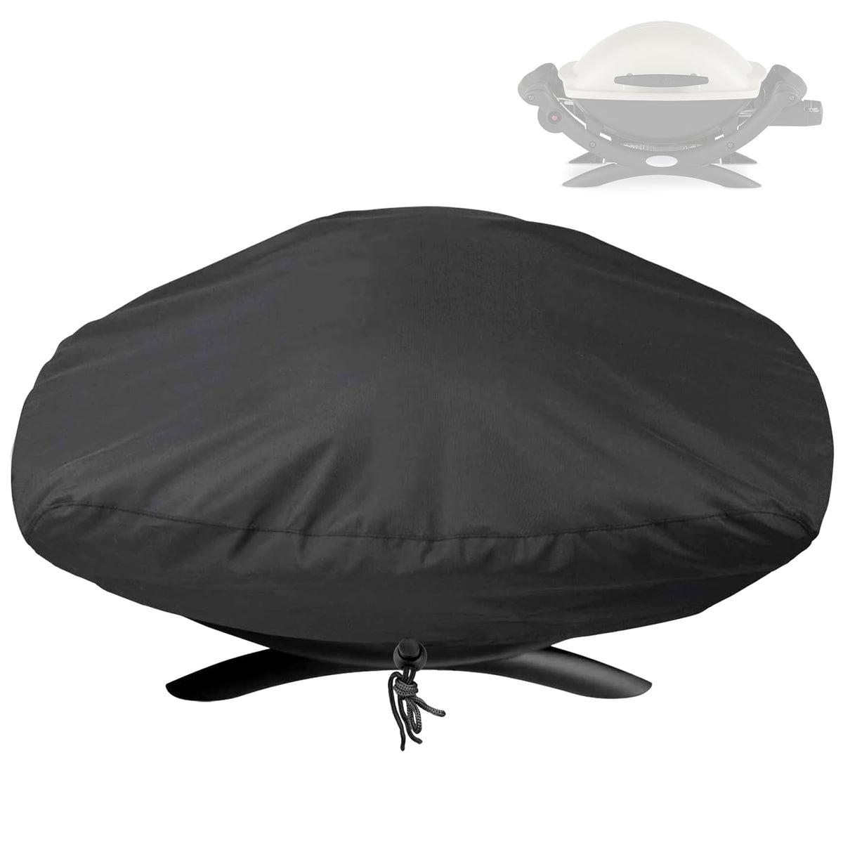 GYPNS Weber Q1200 grill cover front view protects against rain and sun