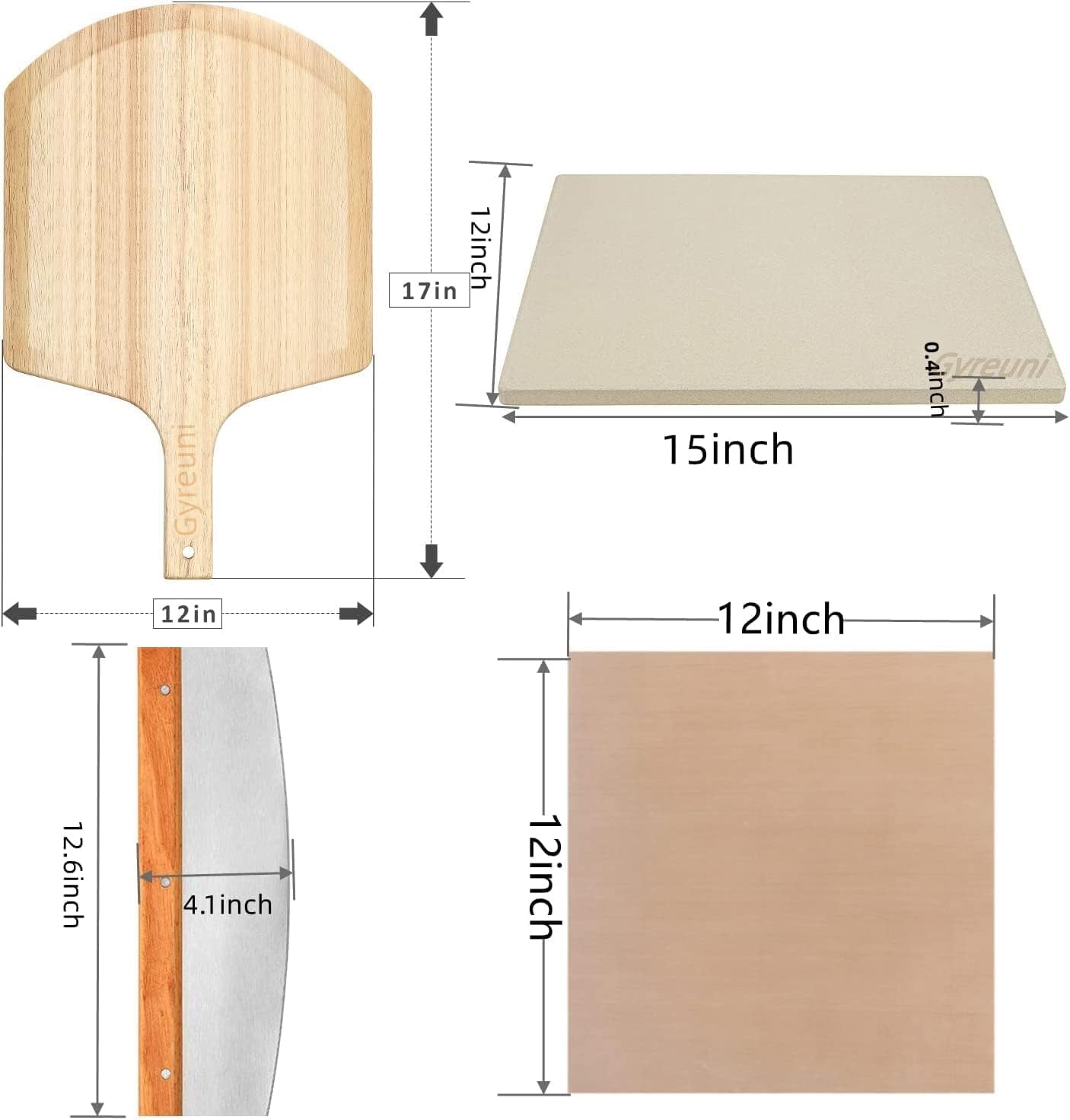 Gyreuni oak pizza peel 12x17 for sturdy lifting and easy sliding.