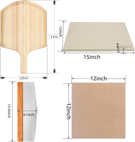 Gyreuni oak pizza peel 12x17 for sturdy lifting and easy sliding.