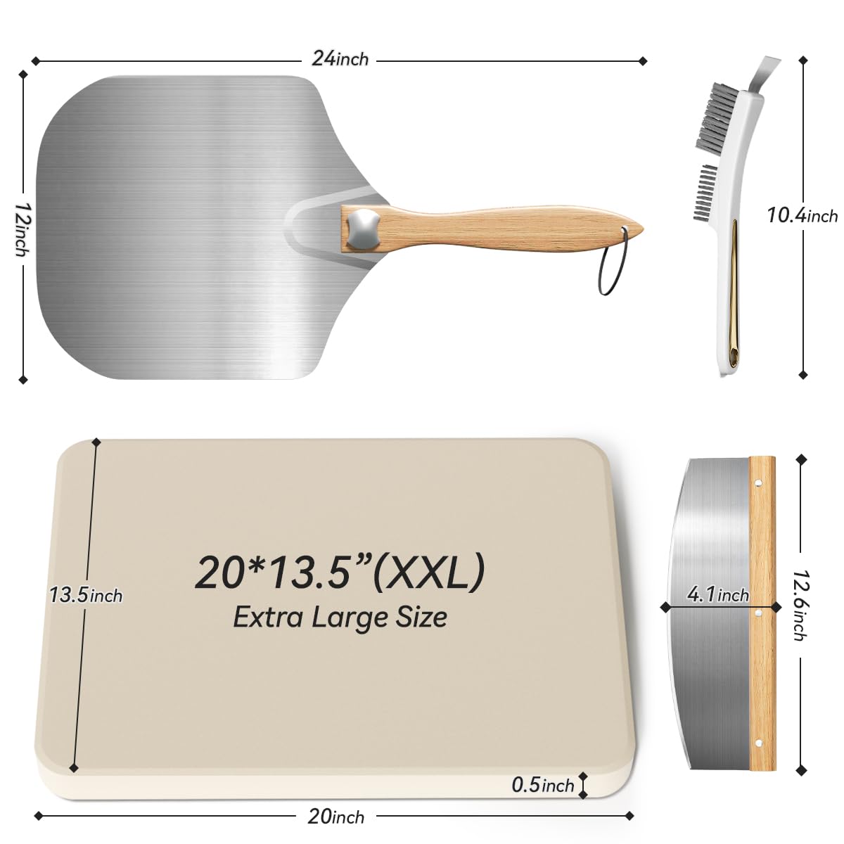 Gyreuni pizza peel extended handle for safe transfer of hot pies