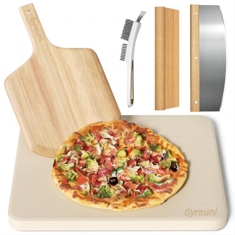 GyreUni pizza stone set 16x14 for even heat and crispy crust