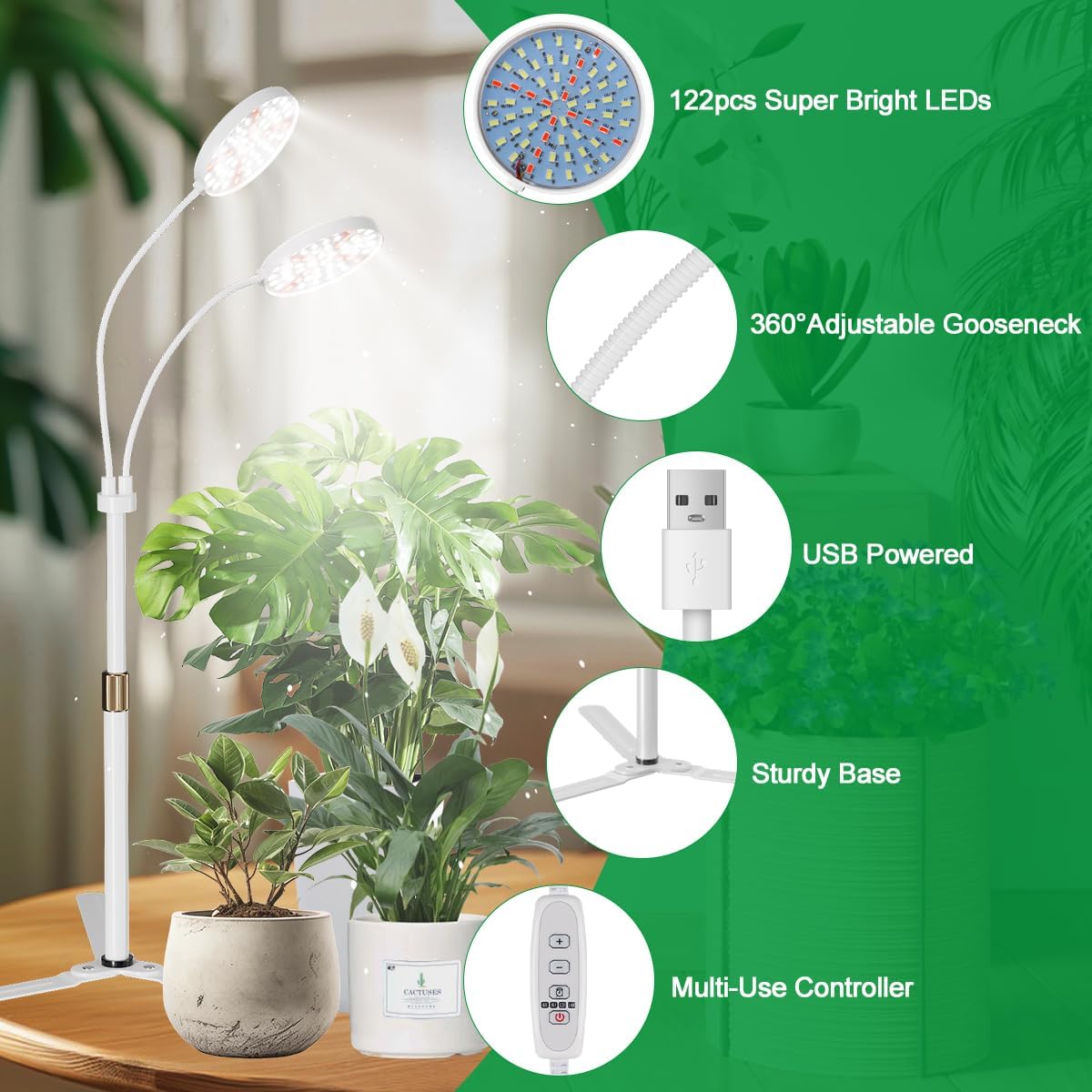 GYTF Grow Light Dual Ring 3.5in full-spectrum LEDs support indoor growth.