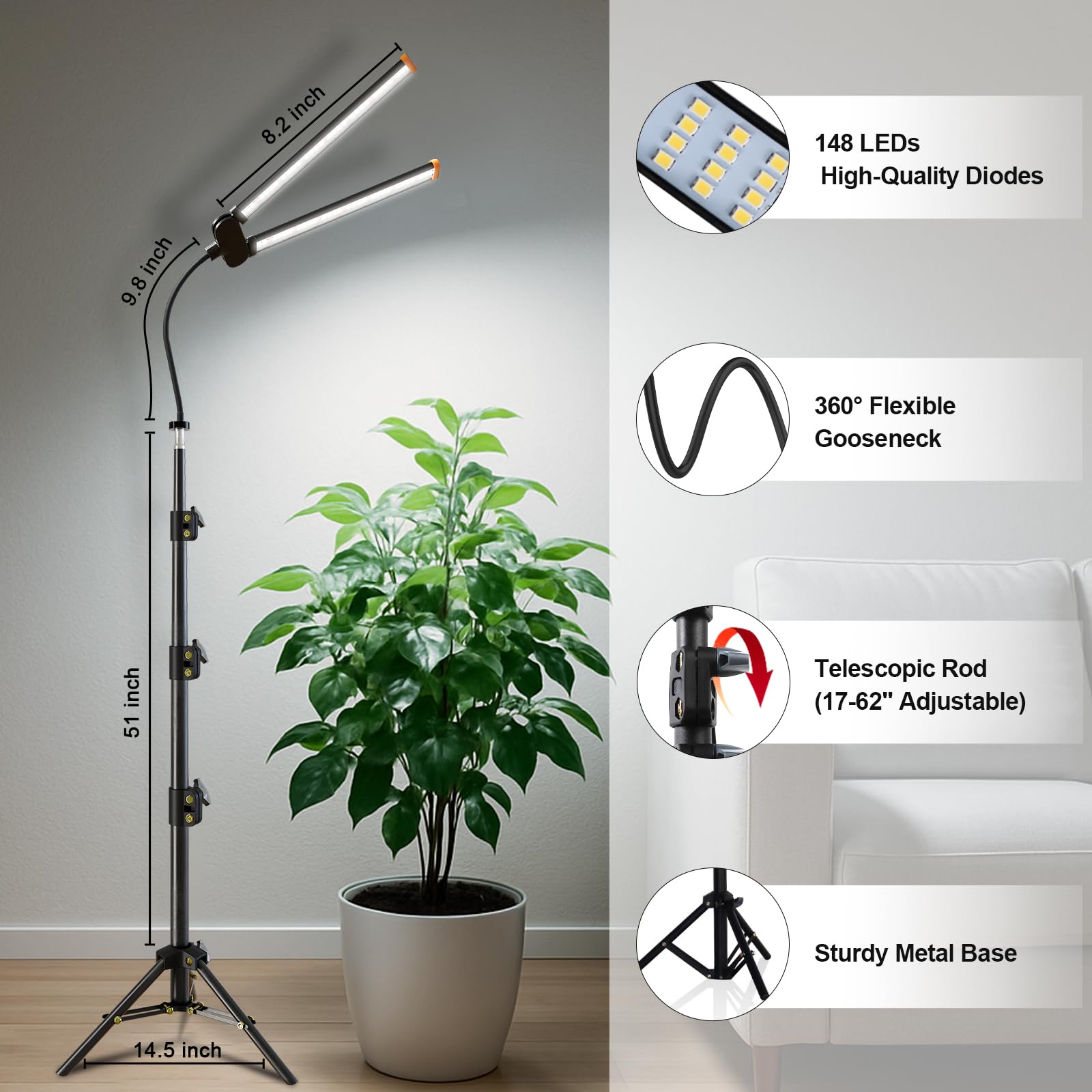 GYTF grow light with stand versatile office and indoor plant lighting