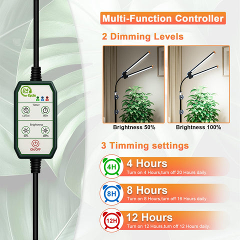 GYTF grow light with stand remote control and timer for easy scheduling