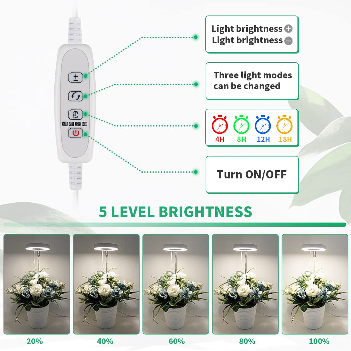GYTF Halo Grow Light extended pole allows adjustable height for various plant sizes.
