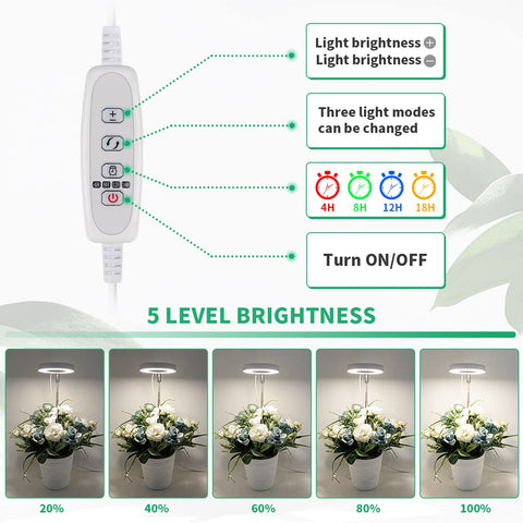 GYTF Halo Grow Light extended pole allows adjustable height for various plant sizes.