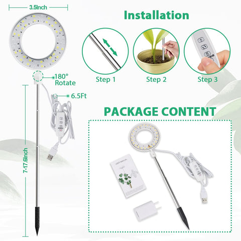GYTF Halo grow light packaging shows quick setup and features.