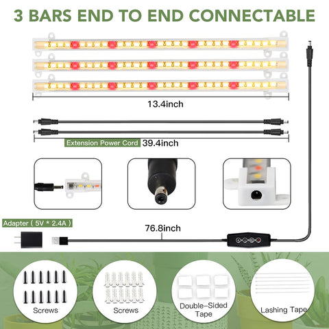 GYTF LED Grow Light Strips in an indoor garden setup.