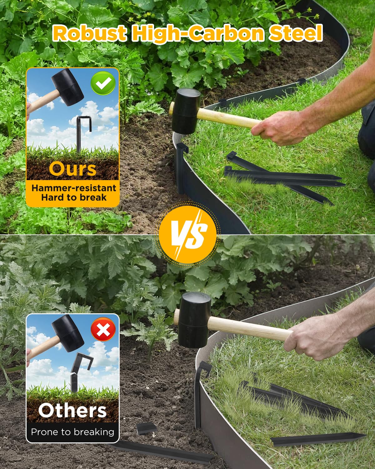 GZBEVITAR 20-pack high carbon steel stakes for strong flowerbed anchoring