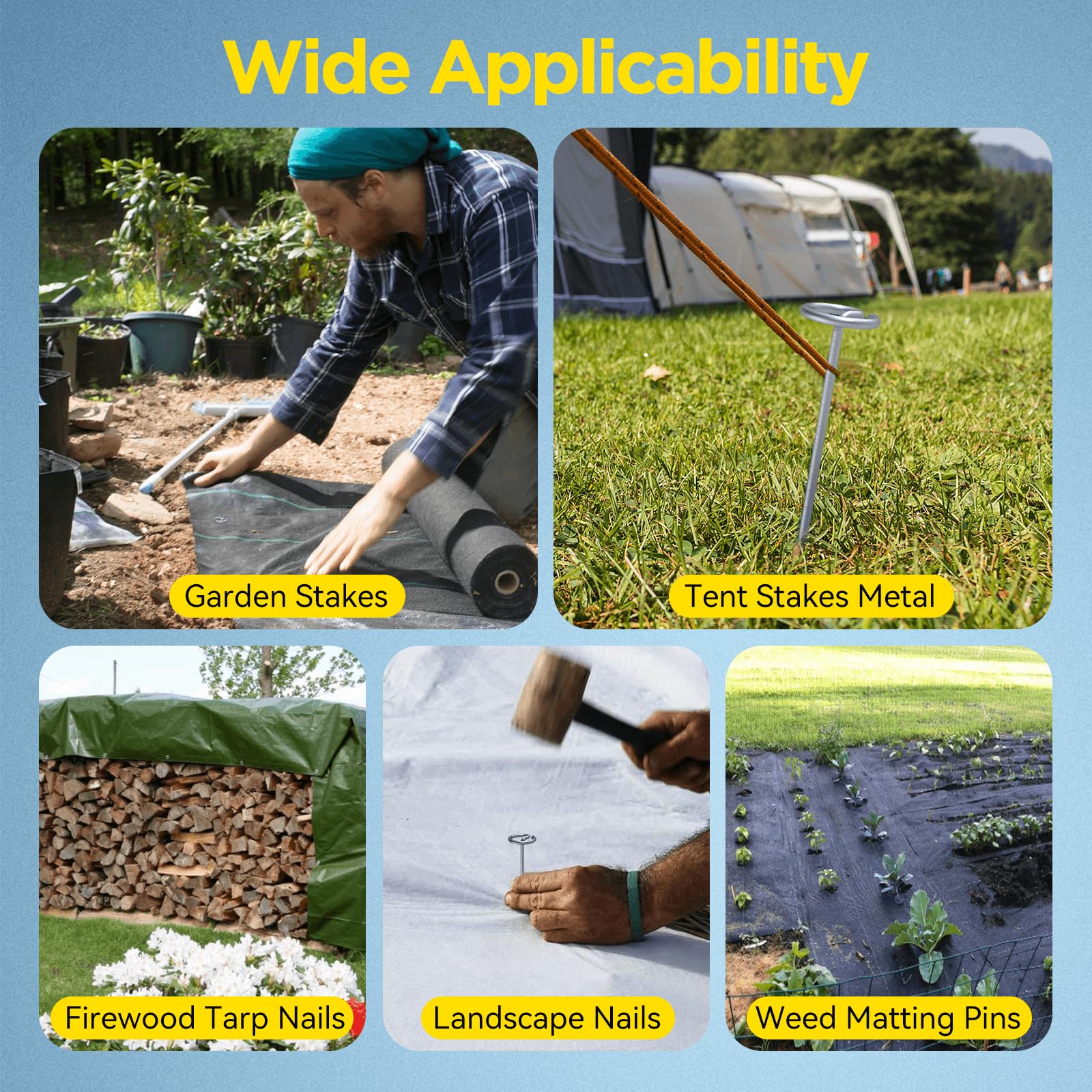 GZBEVITAR versatile pins fit garden stakes, weed mats, tarps, and more