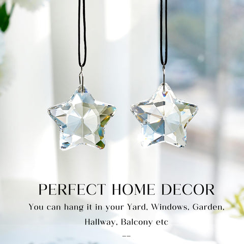 Close-up of H&D HYALINE & DORA crystal star prism showing clarity and facets