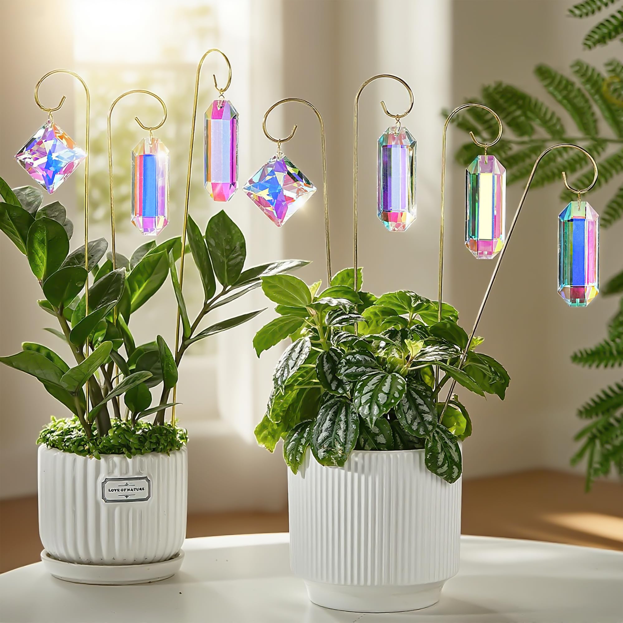 H&D HYALINE & DORA golden trellis plant stake showcases suncatcher while guiding climbing plants