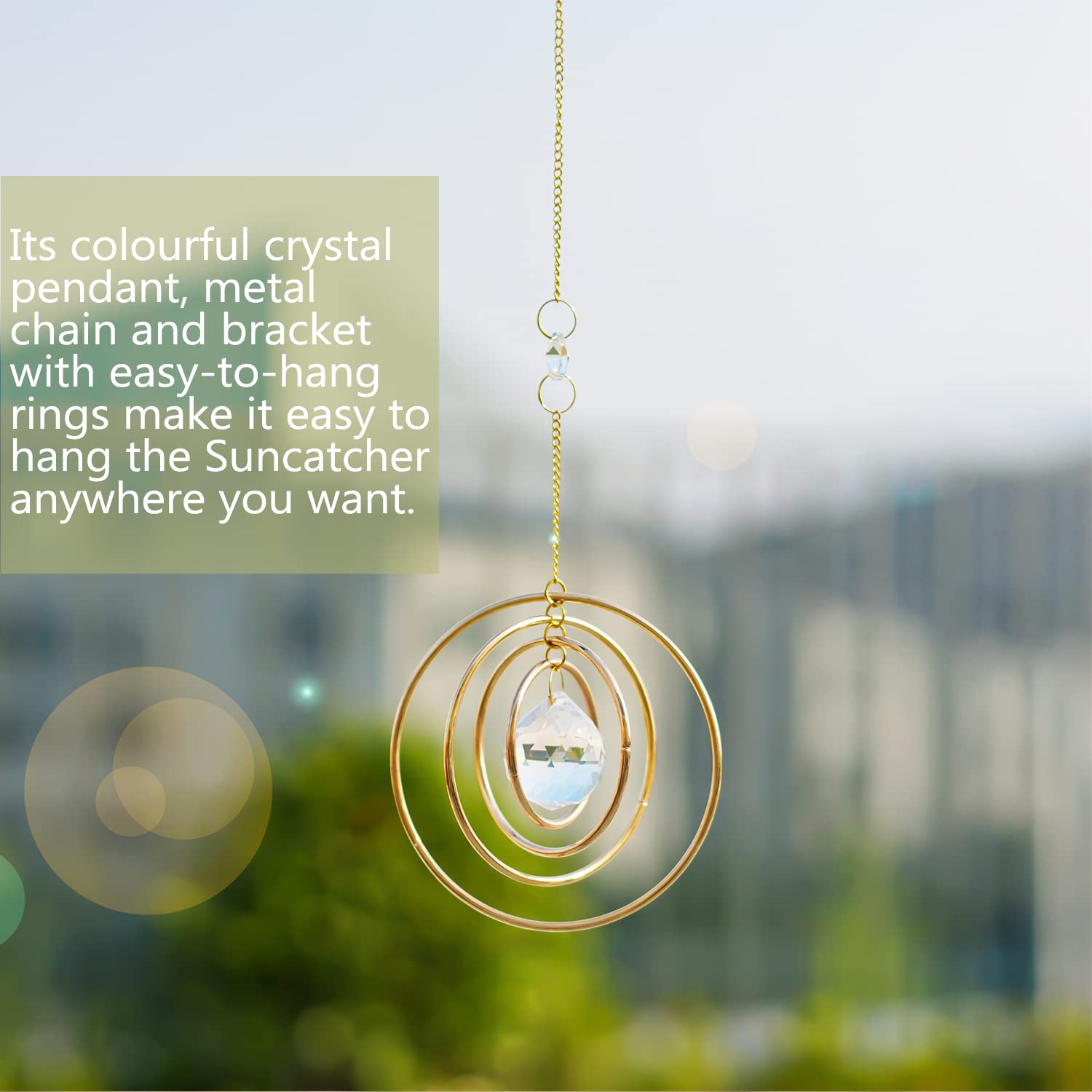 H&D Hyaline & Dora Suncatcher with gold chains adds warm sparkle