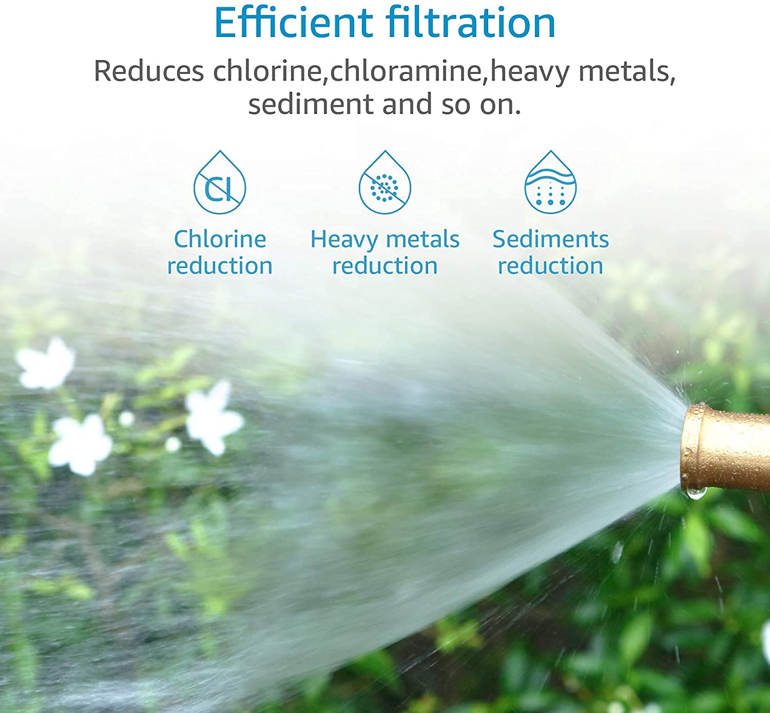 H&G Lifestyles garden hose calcium filter designed for outdoor cooling.