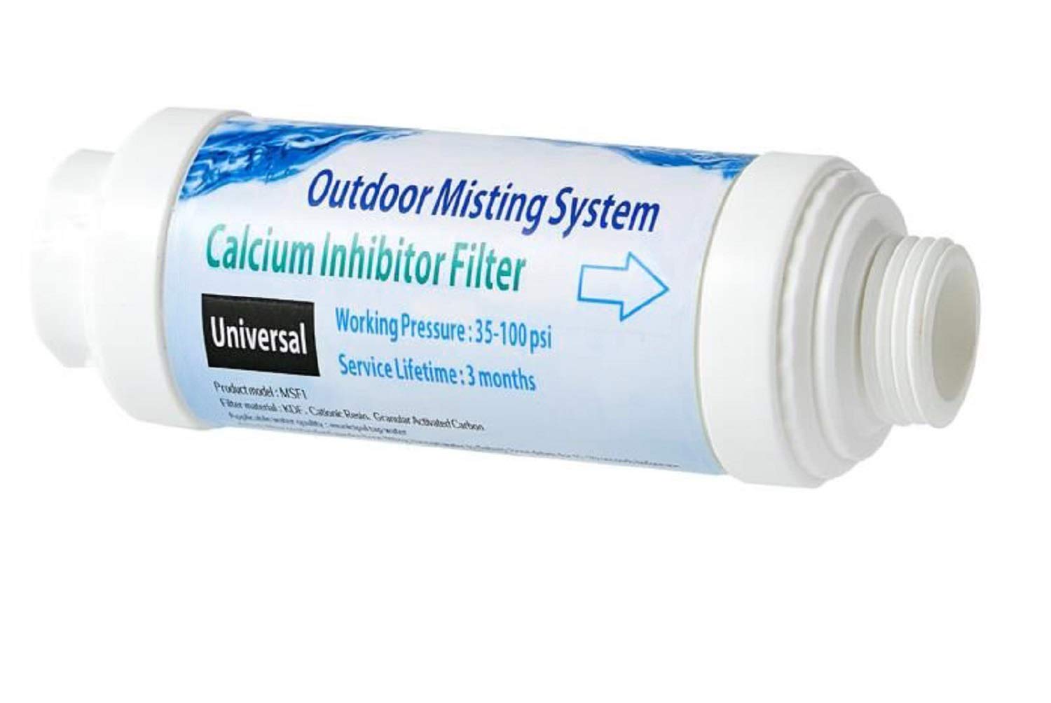 H&G Lifestyles misting filter close-up shows calcium inhibitor action for clear nozzles.