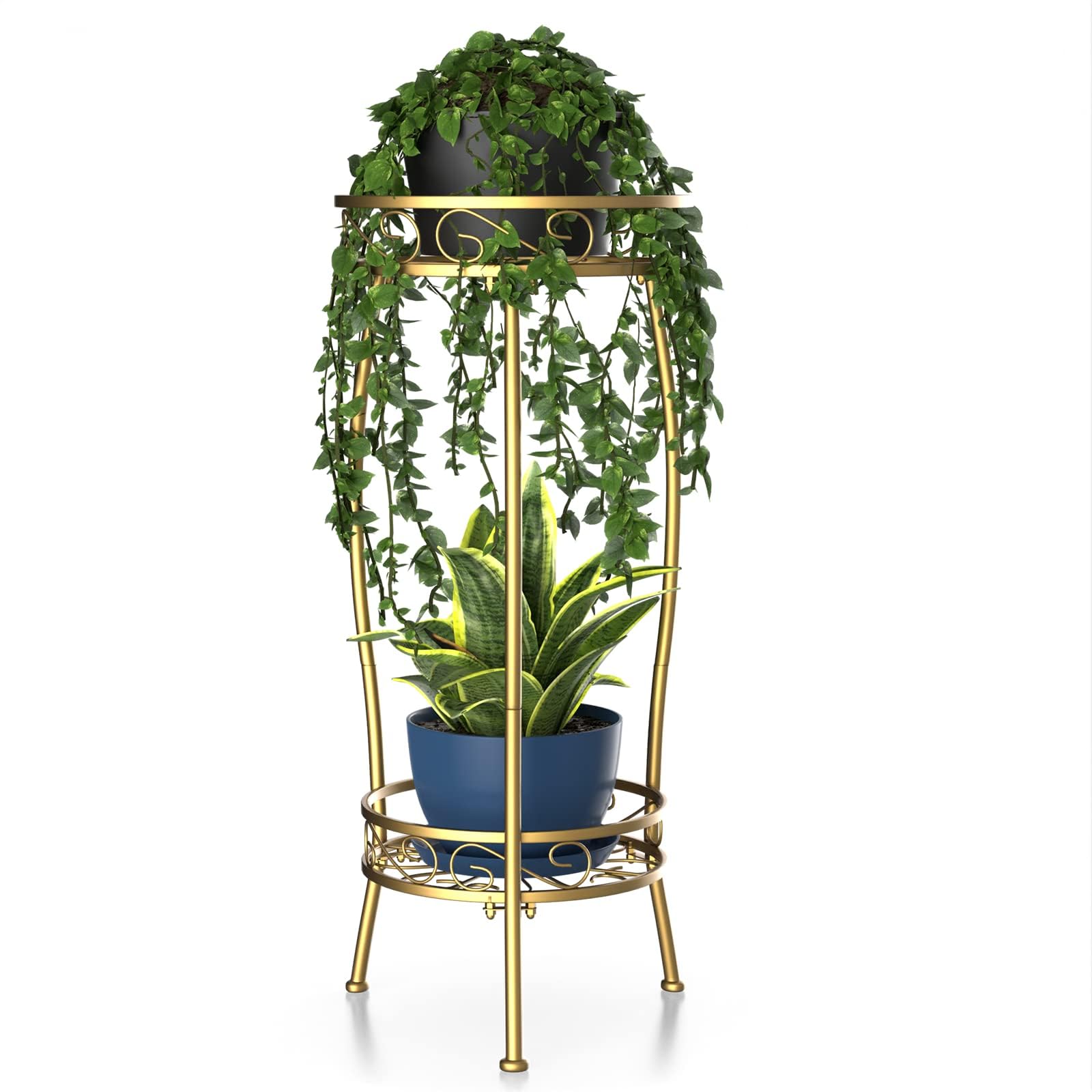 H HOMEXIN 2-tier plant stand suitable for indoor and outdoor use.