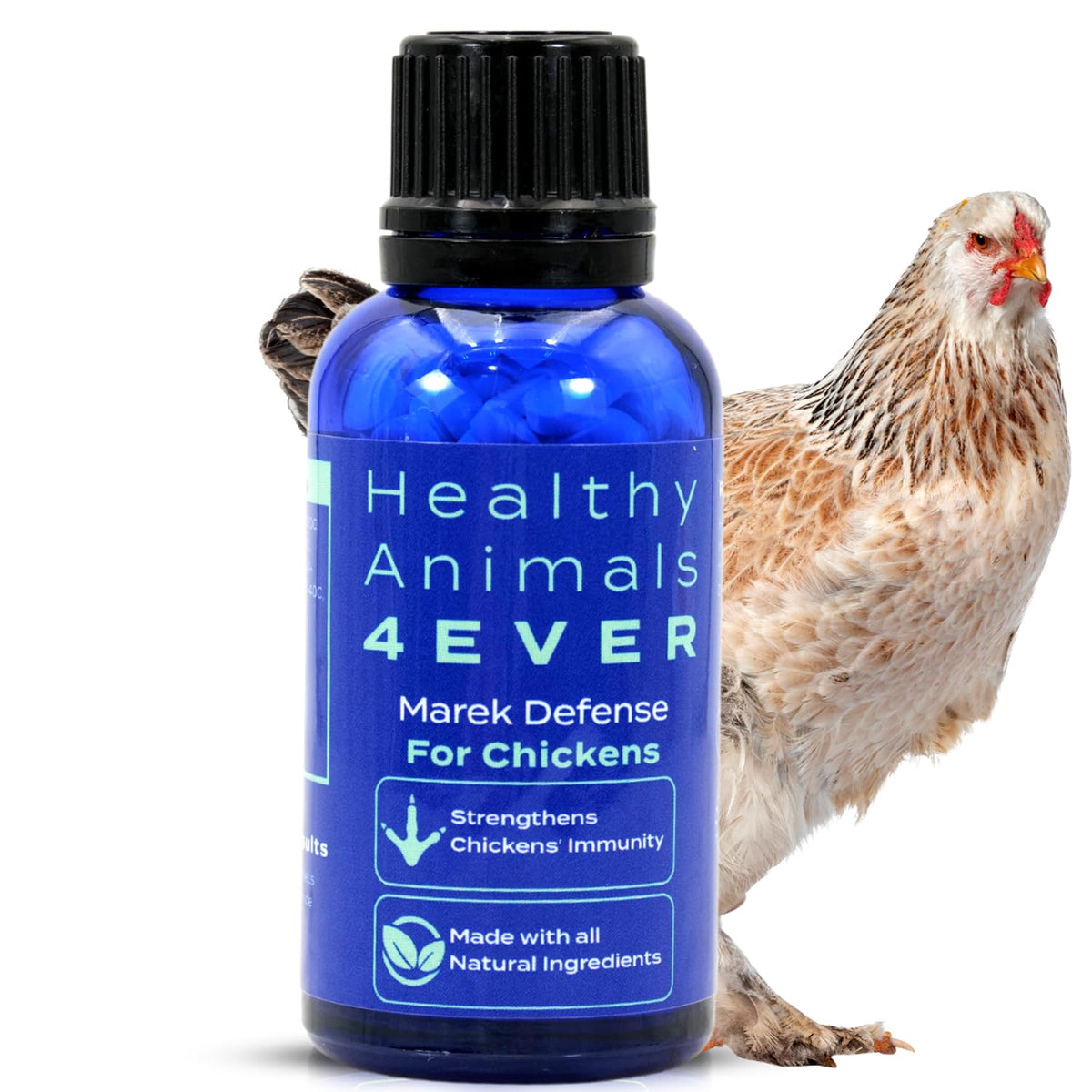 HealthyAnimals4Ever HA4E chicken support bottle pour shows easy dosing for Marek's defense