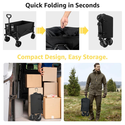 HAAGEEP Collapsible Wagon frame built from heavy‑duty steel for durability.