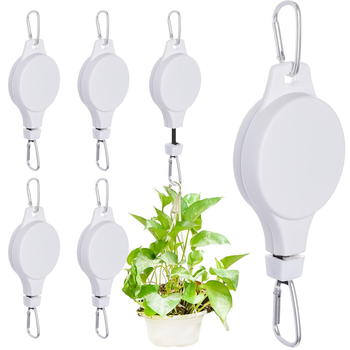 Haakong retractable plant hanger with 90cm rope for easy height adjustment.