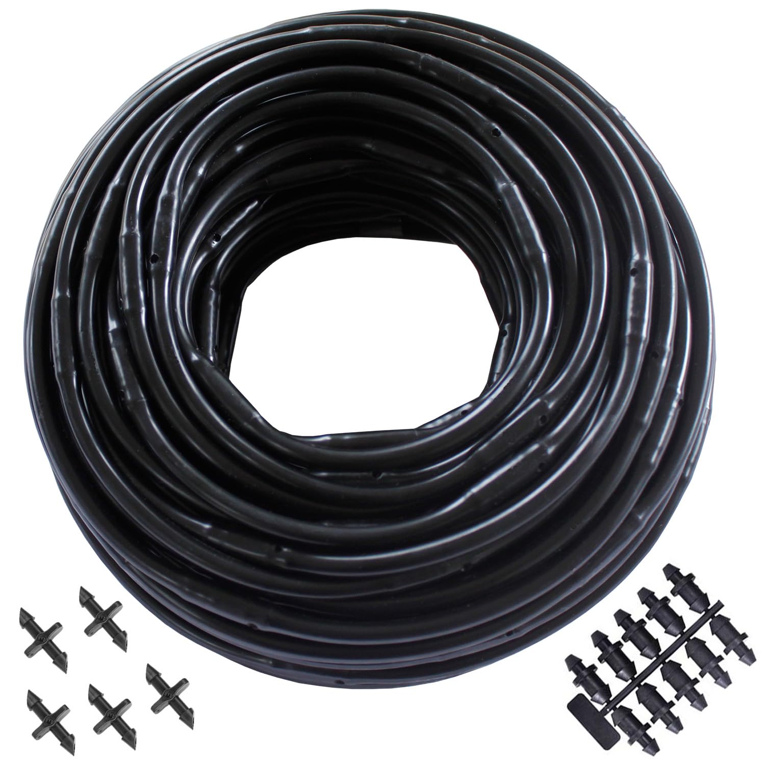Habitech 1/4 inch dripline tubing in a 100 ft roll ready for garden use