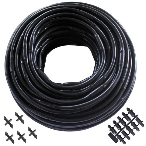 Habitech 1/4 inch dripline tubing in a 100 ft roll ready for garden use