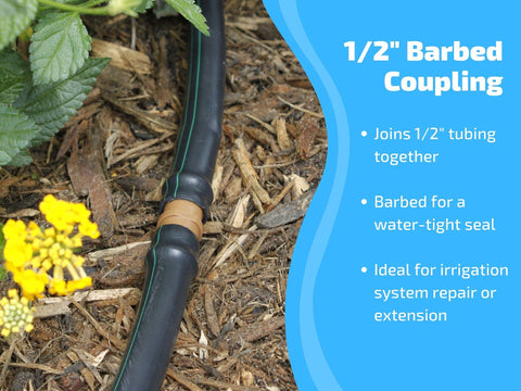 Habitech coupling compatible with Rain Bird tubing for versatility.