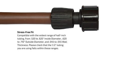 Habitech rubber washer visible ensuring water-tight seal