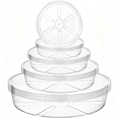 Hacaroa clear 6-inch plant saucer, top view, protects surfaces and drains efficiently.